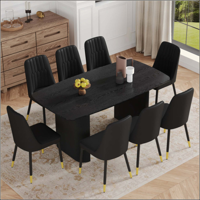 Élégant ensemble de chaises de salle à manger en panneau de fibres à densité moyenne, pour un décor moderne et luxueux., 9