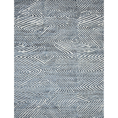 Hand Knotted Area Rug in Ivory And Blue
