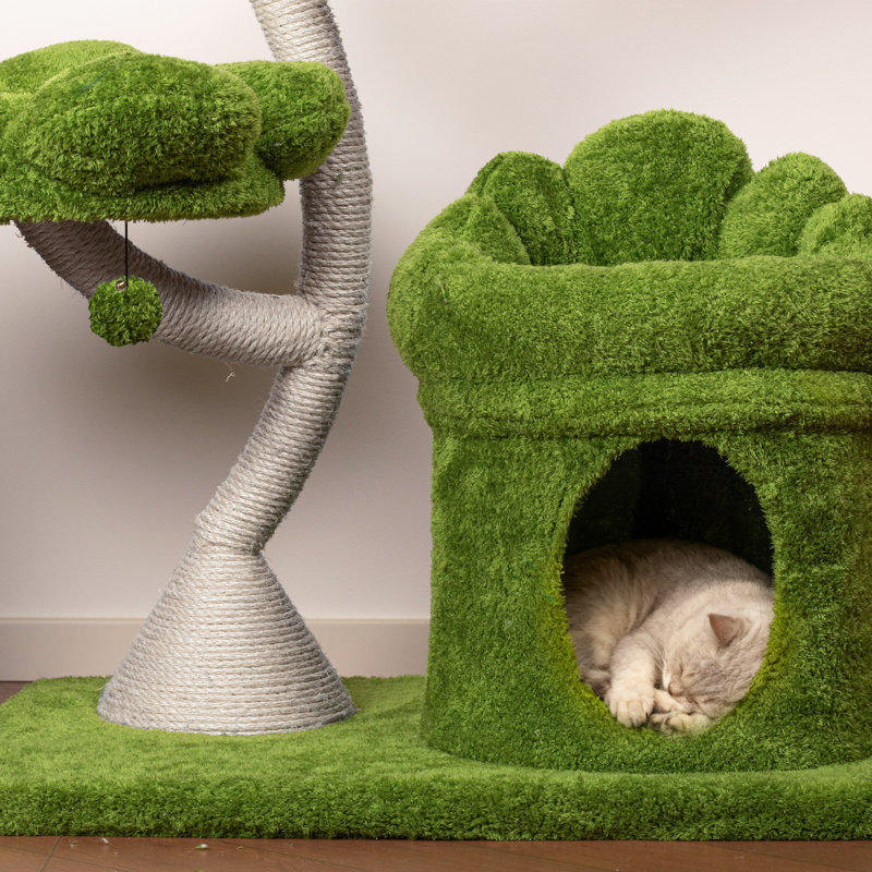 Tour pour arbre à chat avec lit pour chat et cachette, arbre à chat à 4 couches avec poteau à griffes, housses amovibles et lavables