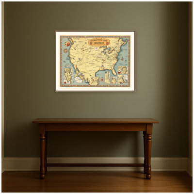 «Book Lovers America Map» par Paul M Paine, reproduction d'art sur toile encadrée