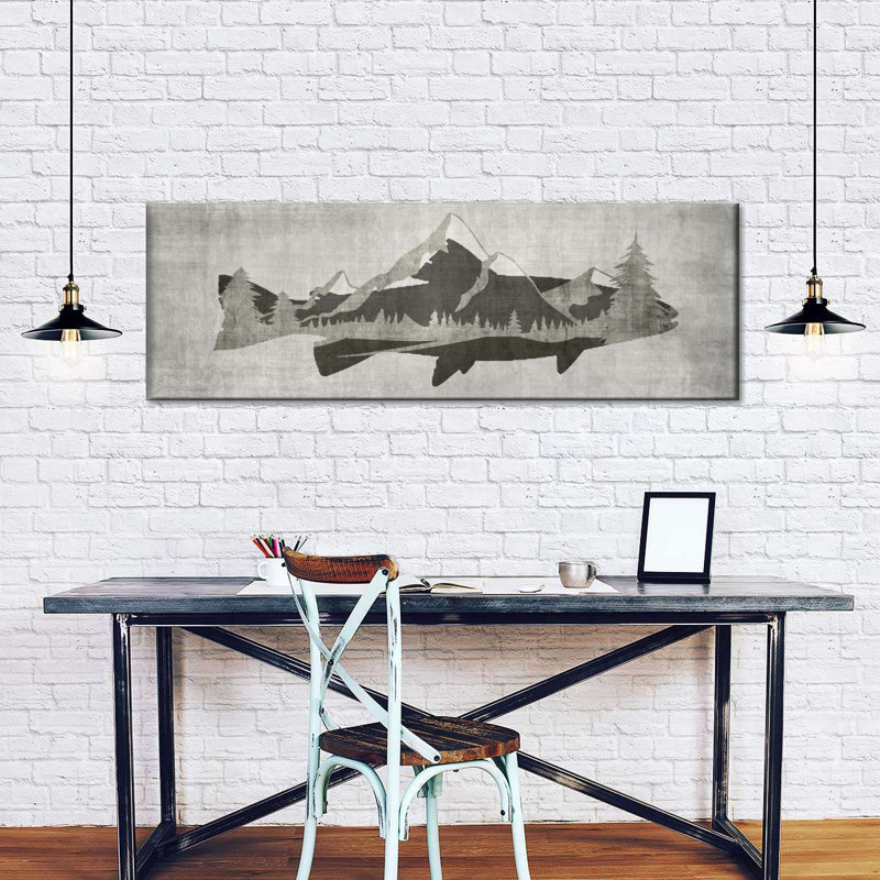 Impression sur toile Mountain Trout I, H 12 po x l 36 po x P 1,25 po