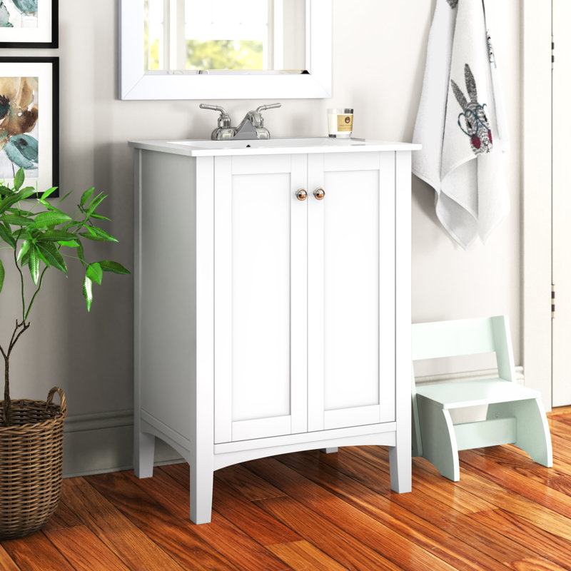 Maybin 24'' Single Bathroom Vanity with Resin Top, White
