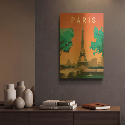 'Paris France' By Omar Escalante Gold Metal Wall Art, 12" x 16"