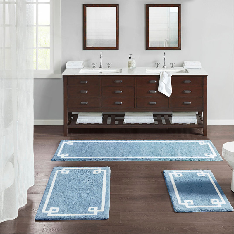 Cotton Tufted Bath Rug 24X72, Blue, Single - 2' x 6'