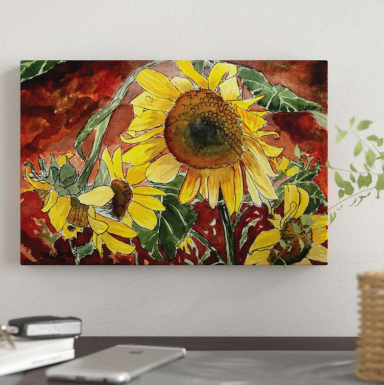 Tournesols par Derek McCrea - impression sur toile tendue, H 8 po x l 12 po x P 0,75 po, Toile tendue, Pas de tapis