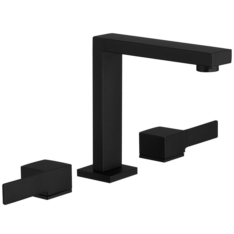 Robinet pour salle de bain à poignée double, Noir mat
