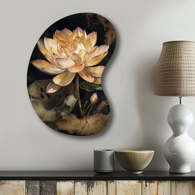 Hoschton - Floral Lotus Boom Shape - Art mural métallique asymétrique