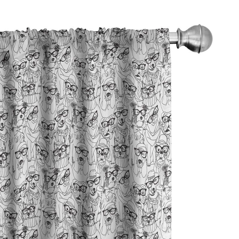 Dog Semi-Sheer Rod Pocket Sliding Panel, 28" x 95"