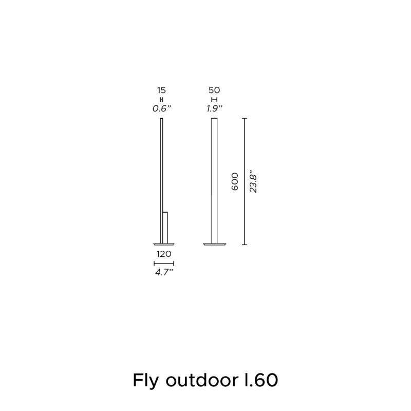 Fly Outdoor Floor Lamp, Black, 23.8" H x 4.7" W x 4.7" D, 8 W