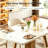 47" Farmhouse Dining Table, Rectangle Kitchen Table with Cross Base