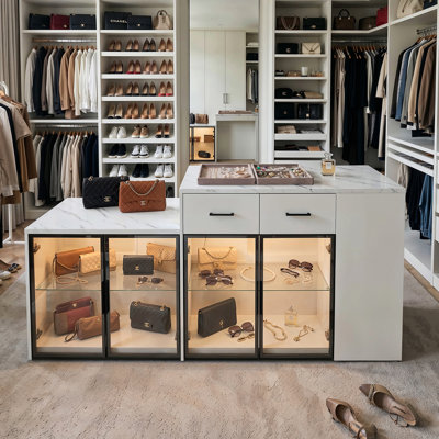 3-Sided Glass Dresser With Warm LED Lighting