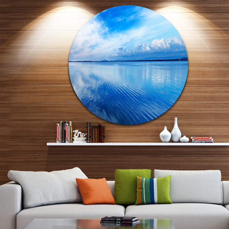 Coucher de soleil - Paysage panoramique bleu, H 36 po x l 36 po x P 1 po, Métal
