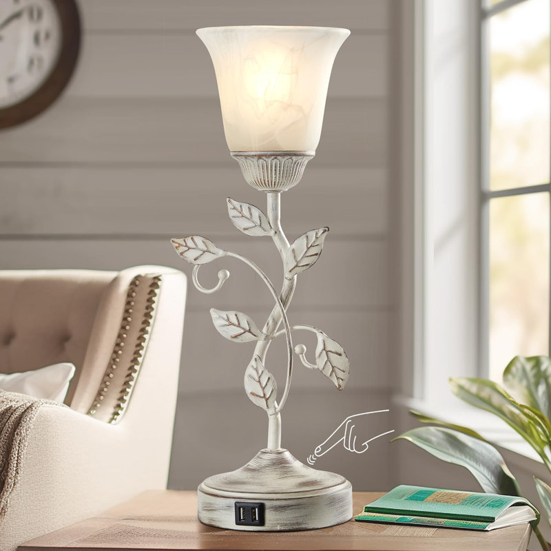 Rhines Metal USB Torchiere Lamp, Retro White
