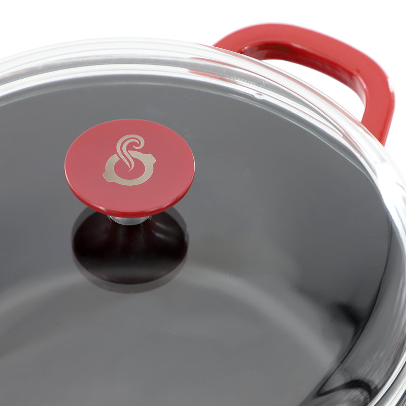 Crock Pot 7 Quart Enameled Cast Iron Dutch Oven in Red with Borosilcate Lid