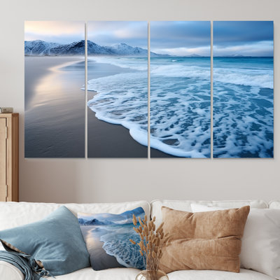 «White Calm Wave On Coastal Beach IV - Coastal Beach», ensemble de 4 pièces d'art mural