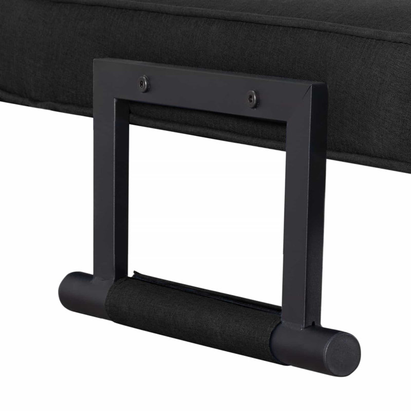 George Oliver 26” Folding Arm Chair Lounge 4-in-1 Convertible Sofa Bed, Black Polyester