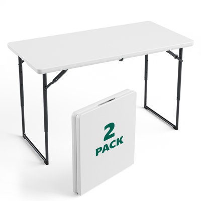 Table pliante à hauteur réglable de 4 pi, table pliante robuste en plastique avec poignée 300 lb