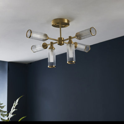 Cunningham 6-Light Satin Brass Semi Flush Mount