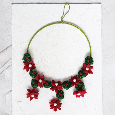 Handmade Wool Felt Flower Wreath