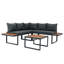 Ensemble de conversation modulaire en osier pour terrasse avec canapé d'appoint et ensemble de conversation 4 pièces 5 pièces avec table d'appoint et coussins gris foncé