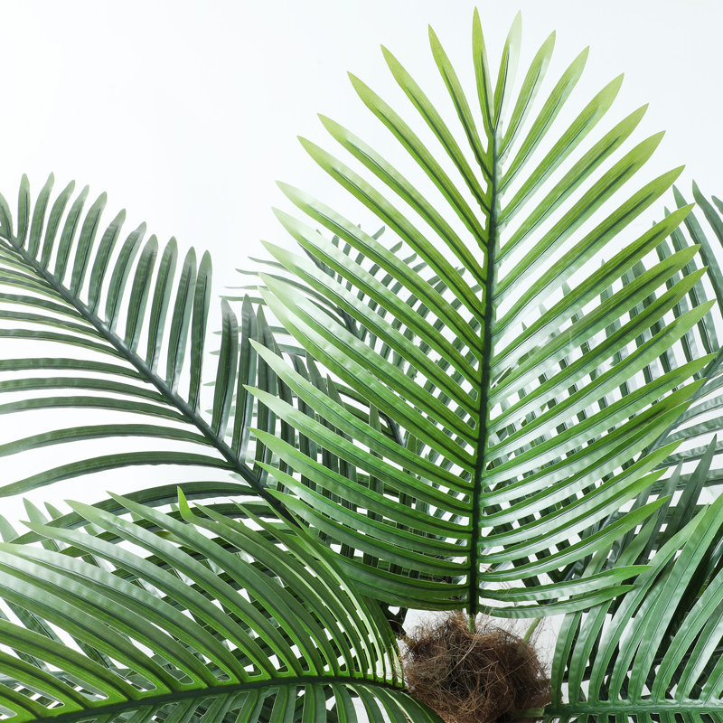 Fake Palm Tree in Pot with Real Bark and Realistic Leaves for Indoor and Outdoor Deor., 96" H x 51" W x 25" D