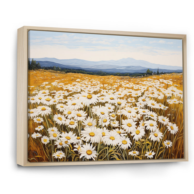 Symphonie de marguerites blanches sur le terrain, Cadre naturel flottant, L 32 po x H 24 po x P 1 po