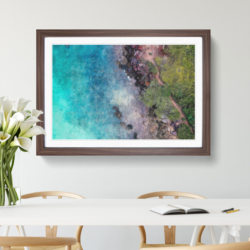 Ko Lan in Thailand - Picture Frame Painting, 27cm H x 36cm W x 2cm D, Walnut Framed