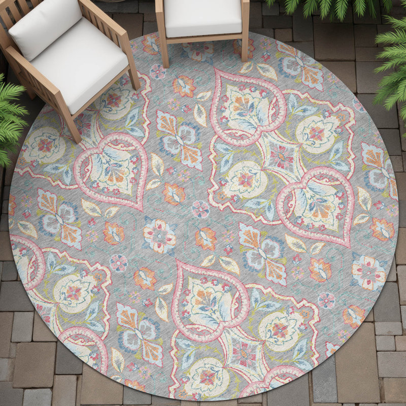 Tapis bohème intérieur / extérieur lavable à la machine Husby ACN2207, Rond 8 pi