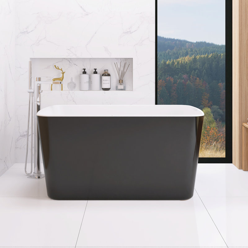 Baignoire de trempage autoportante en acrylique 49 po avec siège intégré, Glossy Black Outside