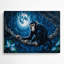 Faune, singe, nuit, art mural en métal bleu-358718419