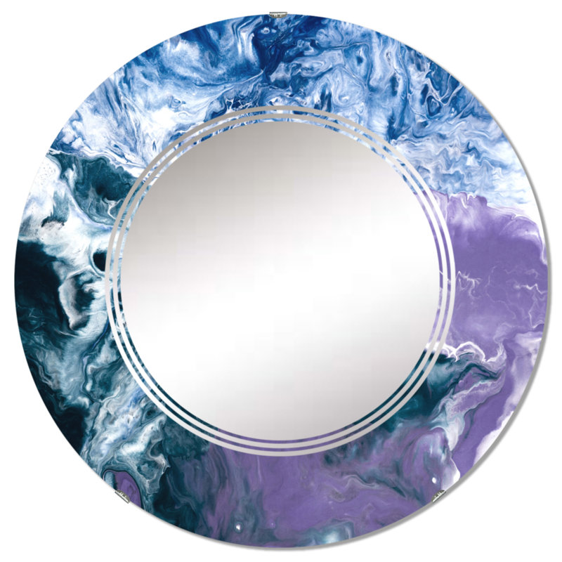 Miroir mural bleu et violet, 24 po x 24 po