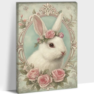 Art mural de lapin de Pâques GUTTATY, décoration murale de photos de lapin de Pâques au printemps, décorations murales de fleurs de lapin et de printemps, impressions de Pâques pour le salon, la chambre à coucher, la chambre d'enfant, la chambre de bébé prête à être suspendue 12 po x 18 po