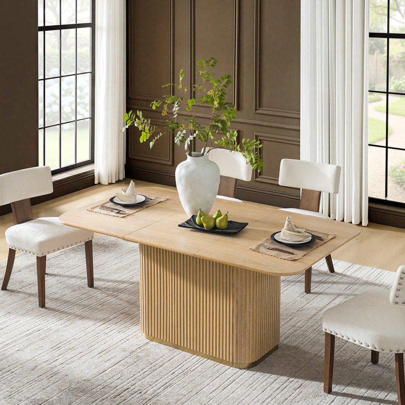 Table de salle à manger moderne avec plateau extensible Dacosta l 68 po, Chêne