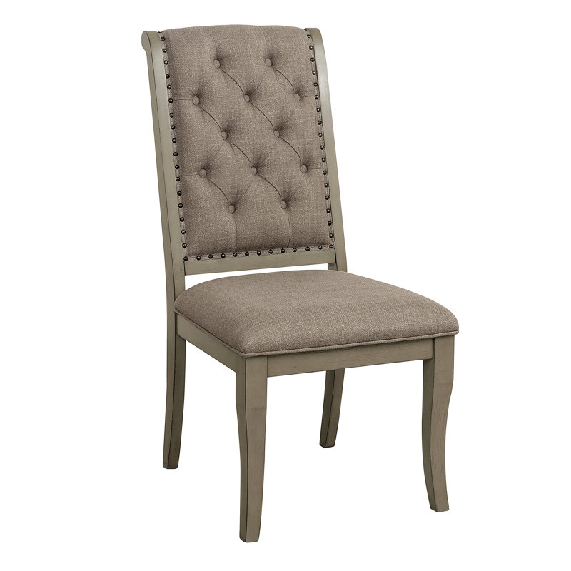 Ensemble de 2 chaises d'appoint de style traditionnel classique avec garniture cloutée capitonnée et garniture cloutée grise
