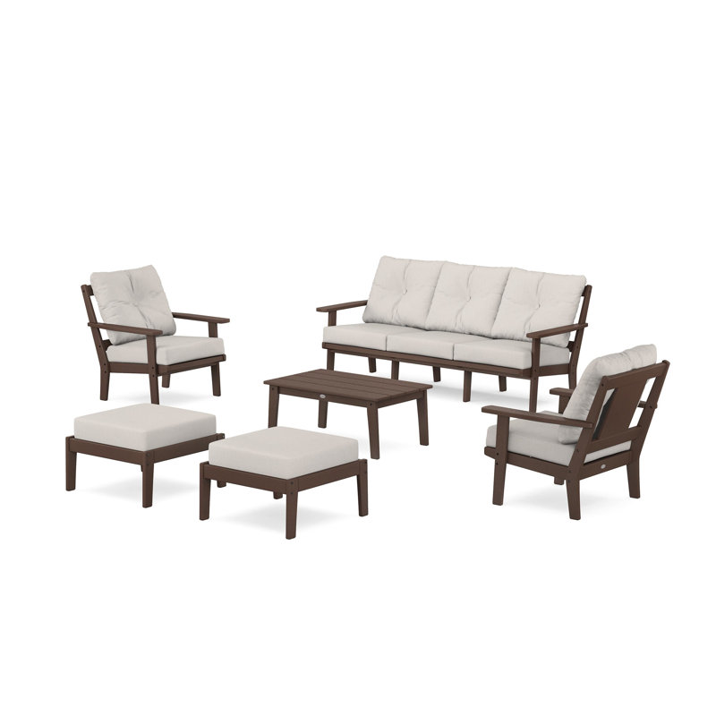 Prairie 6 Piece Sofa Seating Group with Cushions, Black, Navy