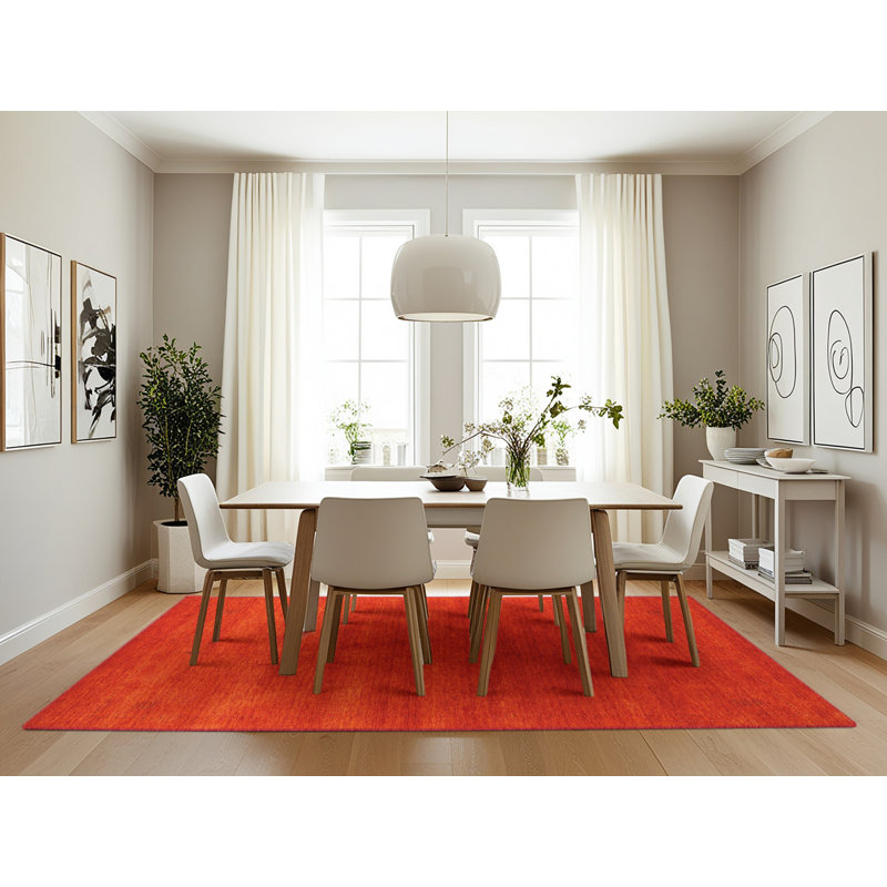 Tapis contemporain orange, Rectangle 7 pi x 10 pi