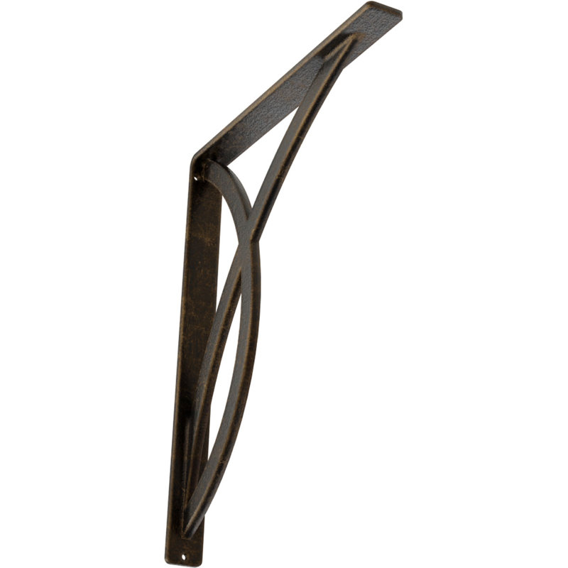 Support en fer forgé Miller, Laiton antique, H 15 po x l 1,5 po x p 12 po