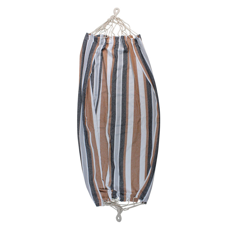 Hamac brésilien rayé double tissé, H 1 po x l 58,5 po x P 73 po, Bleu / Jaune