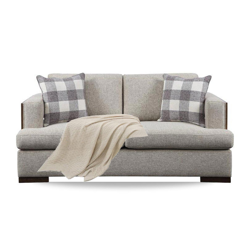 Causeuse à accoudoirs carrés Anjelita, Tissu Revolution Performance Fabrics gris