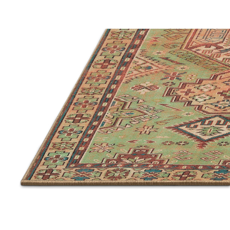 Tapis traditionnel mehroon/noir/bleu Arche, Rectangle 5 pi x 7 pi