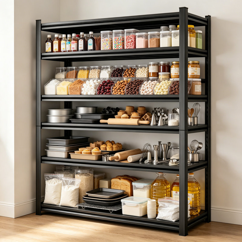 Étagère de boulanger réglable en métal à 6 niveaux, H 82 po x l 40 po, tablettes de rangement utilitaires pour la cuisine, tablette industrielle robuste de 3600 lb, résistante à la rouille, support pour micro-ondes avec poteaux à double couche épaissie, pour sous-sol, salle de lavage, garage, entrepôt, bureau, P 18 po
