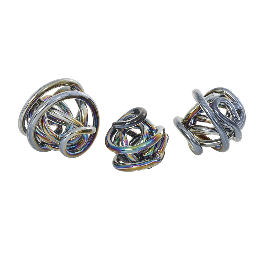Benvenuta Glass Knotted Ball Knot Decorative Sculpture Set Wrought Studio™ 