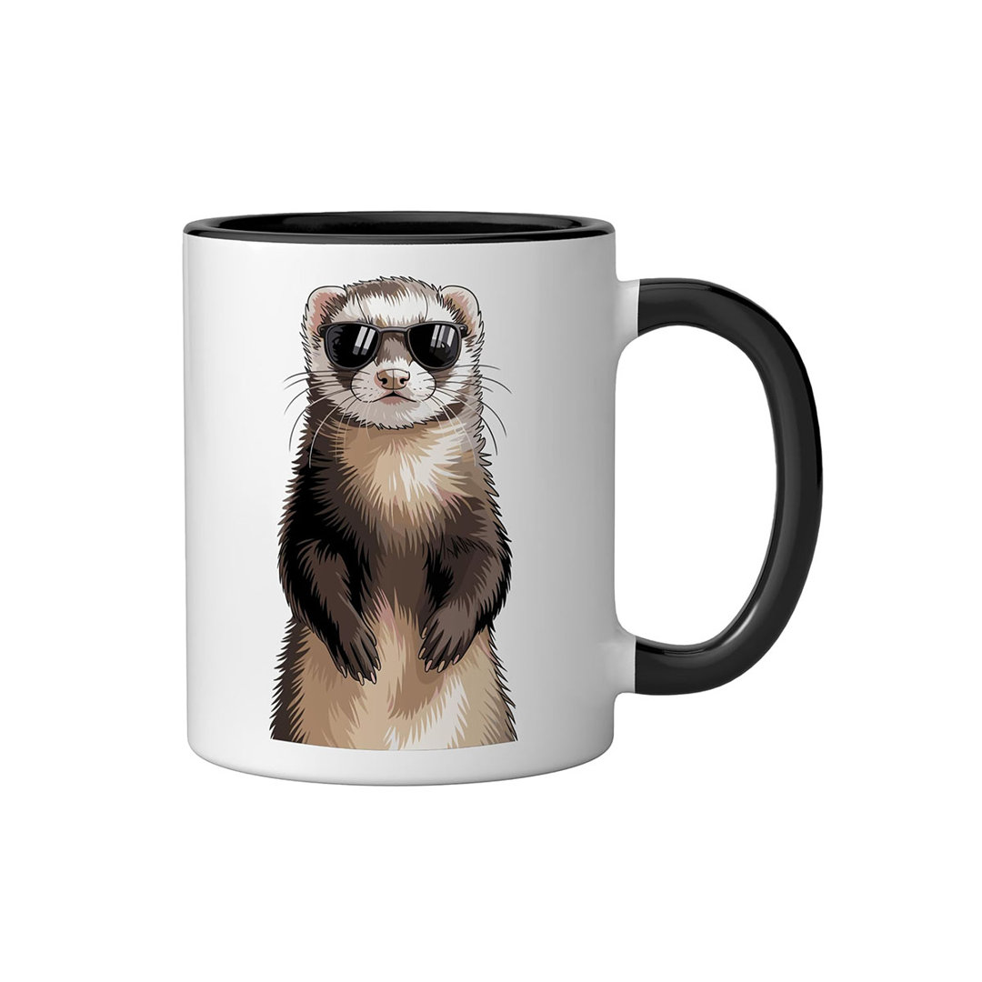 Funny Ferret Ceramic Mug, Black/White, 11oz