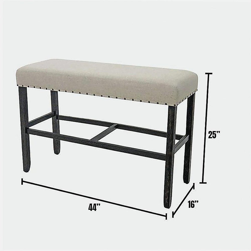 Ensemble de meubles de salle à manger à hauteur de bar en tissu de lin beige rustique 1 pièce