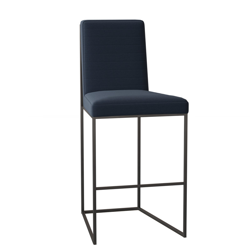 Uma Upholstered Stool with Metal Frame, Bronze, Indigo (8789 90)