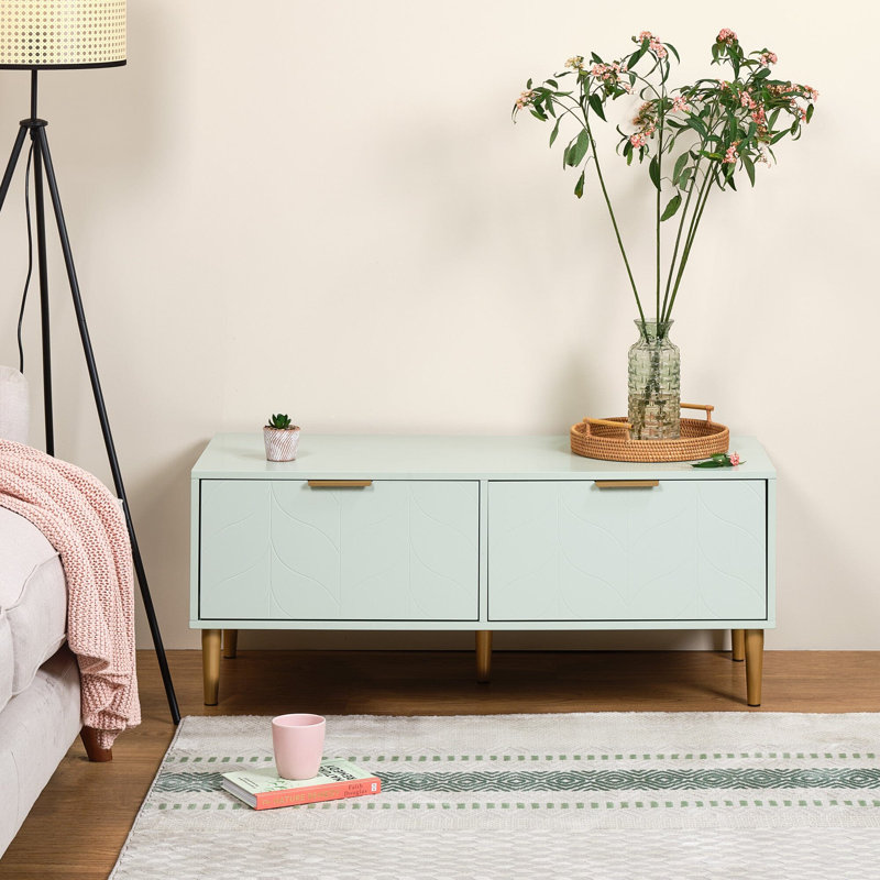 Adams Unfinished TV Stand for TVs up to 88", Pale Sage Green