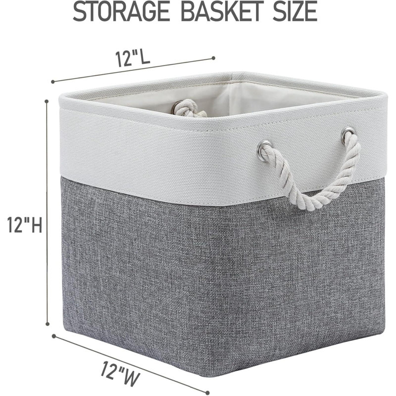 Bacs de rangement cubiques, 6 grands bacs de rangement en tissu pliables avec cordes, cubes de rangement pliables pour la maison, le bureau, le placard, les vêtements et les jouets