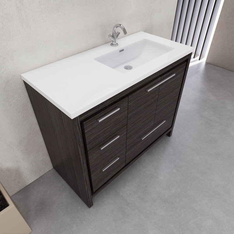 Ensemble de meuble-lavabo simple 41,75 po Eden, Gris foncé