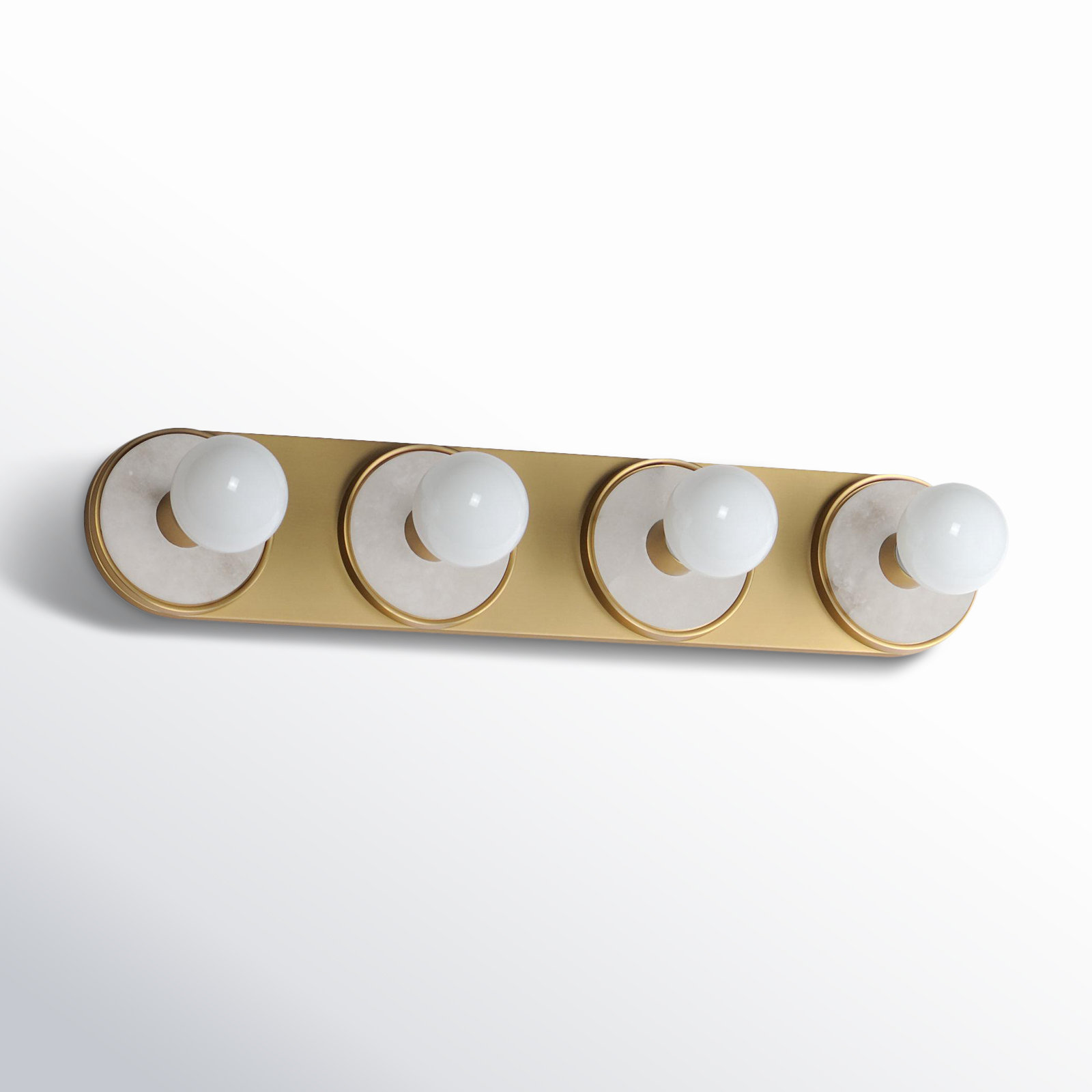 Rocha 4 Light Dimmable Bath Bar, Yes, White Alabaster/Natural Aged Brass