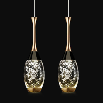Illona Modern LED Teardrop Pendant Bubble Crystal Bedside Pendant Light